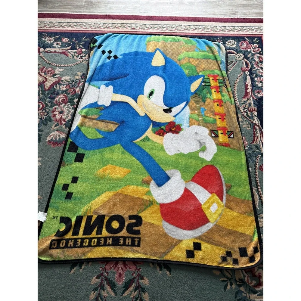 SONIC The Hedgehog Vibrant Fleece Blue Blanket approx 44